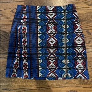 J. Crew Blue and Red Patterned Mini Skirt